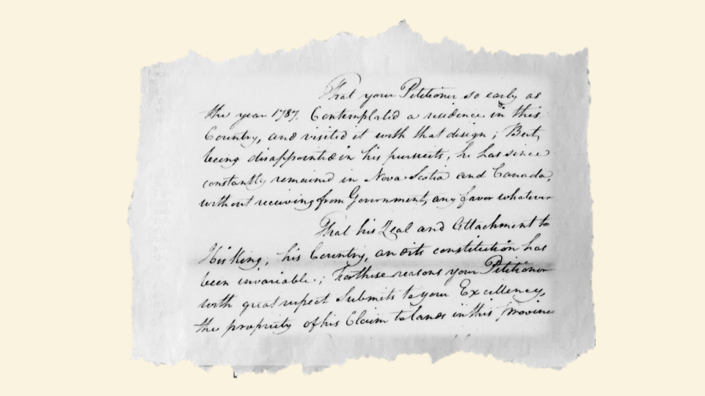 An excerpt from Alexander Burns 1796 petition